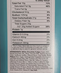 Nutrition facts label for Sugar Plum Nostalgic Chocolate Bars, highlighting calories, fat, and sugar content per serving.